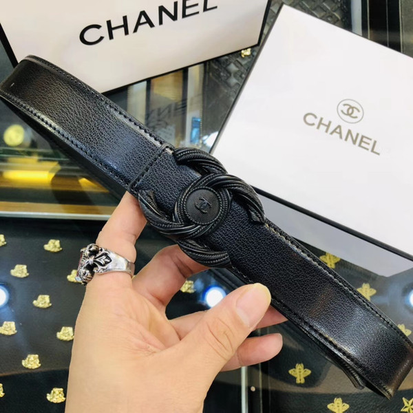 Luxury Designer Belts women fashion Alloy Smooth Buckle Belts women Design Belts black color RT08A Brand waistbands no box