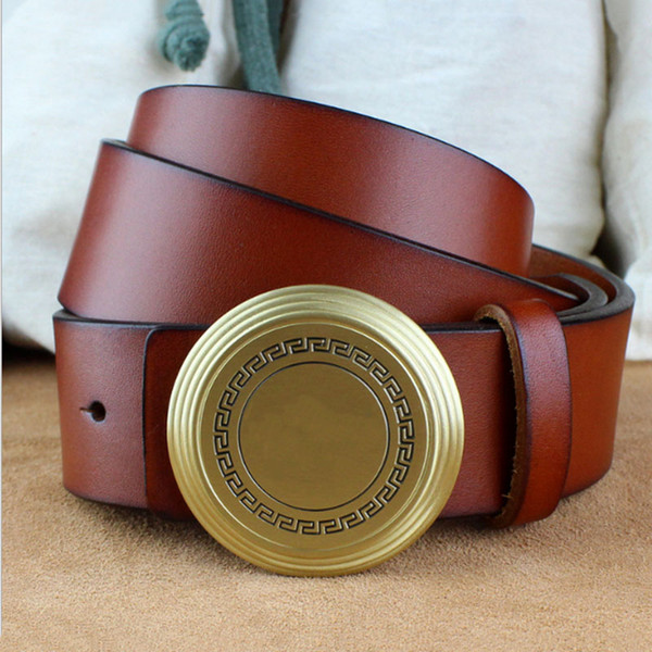 2017 Fashion High Quality 100% cows Leather Pure copper Buckle Belts Men luxury Designer Belts Style High Brand waistbands Size 105-125cm