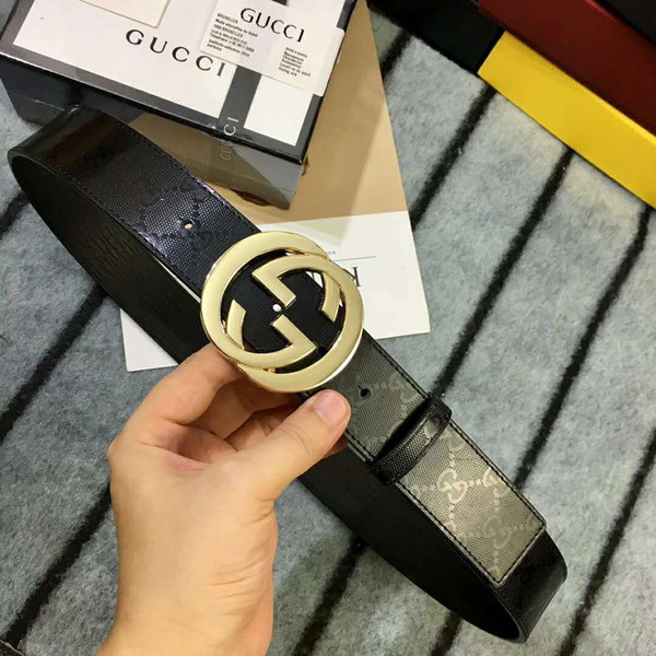 2018 Fashion high Quality 100% Cowsk Leather Smooth Buckle Belts Men Design Belts RT001 fashion Style High Brand waistbands with box