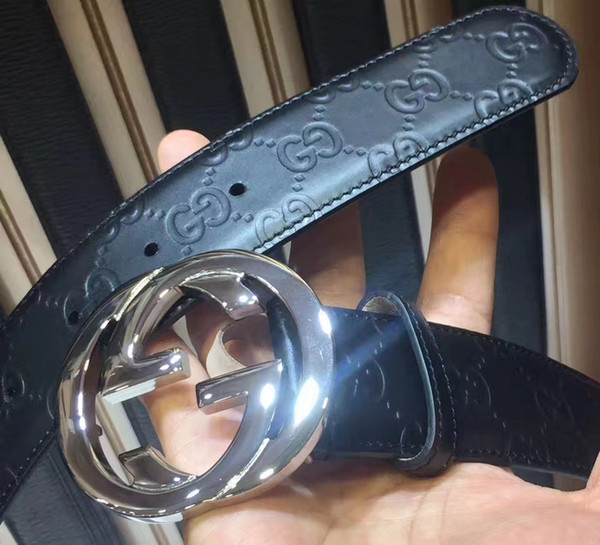 Top Quality luxury Designer Belts Men 100% Leather steel Smooth Buckle Belts Men Design Belts Style High Brand waistbands with box