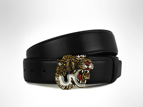 Good Quality luxury belt 100% Genuine Leather tiger head Design Buckle Belts For Women luxury Designer Belts Men waistbands Size 95-125cm