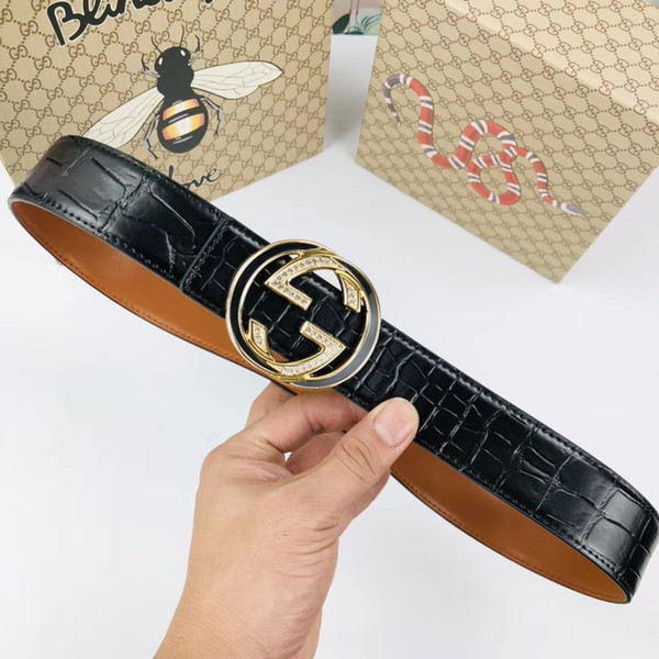 2019 Fashion High Quality Real Leather Aolly Smooth Buckle Belts Men Design Belts black Crocodil High Brand waistbands without box fast ship