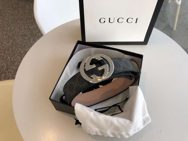 2018 Fashion Top Quality 100% Cowsk Leather Smooth Buckle Belts Men Design Belts RT001 fashion Style High Brand waistbands with box