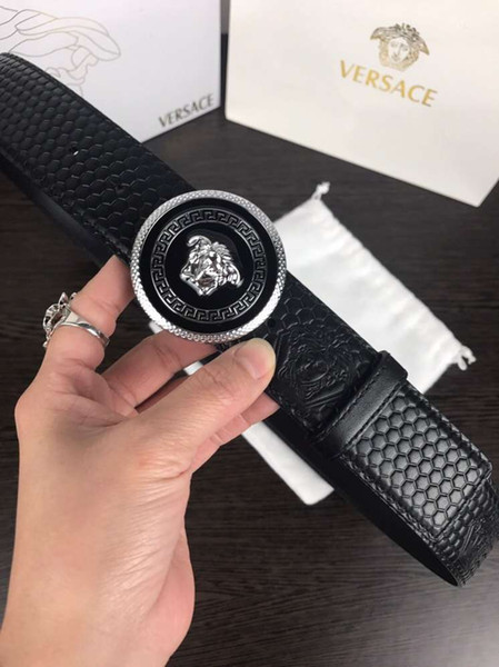 2018 Fashion Top Quality 100% Cowsk Leather Smooth Buckle Belts Men Design Belts RT22 fashion Style High Brand waistbands without box