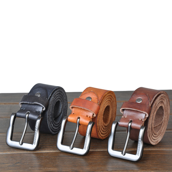 Fashion High Quality 100% Cows Leather Style Pin Buckle Belts Men luxury Designer Belts High Brand waistbands for jeans Size 105-125cm