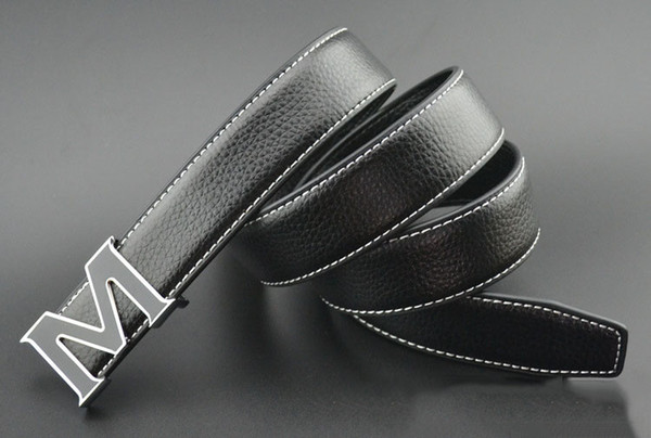 2017 Fashion High Quality Leather Black Smooth Buckle Belts Men luxury Designer Belts Style High Brand waistbands Size 105-125cm AQ01