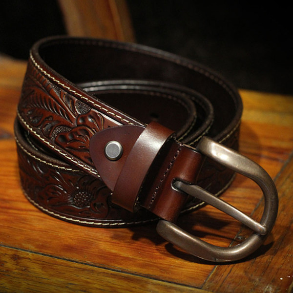 2017 Fashion High Quality 100% cows Leather Pin Buckle Embossed Belts Men luxury Designer Belts Style High Brand waistbands Size 105-125cm