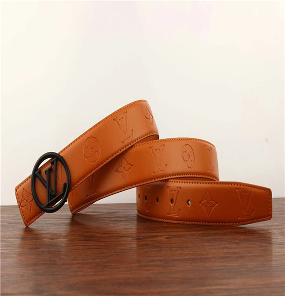 Designer belt luxury, white orange belt body with classic V gold buckle, high quality leather belts for men and women