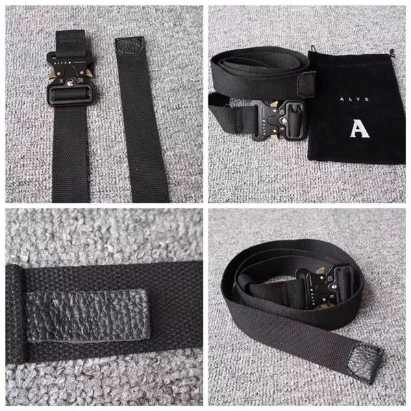 ALYX Belt 128cm Men Women Rollercoaster Metal button canvas Belt