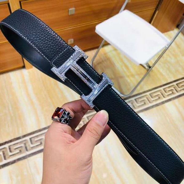 High Quality Real Leather Alloy Smooth Buckle Belts Men Design Belts Classic Style High Brand waistbands mens belts without box RT-889T