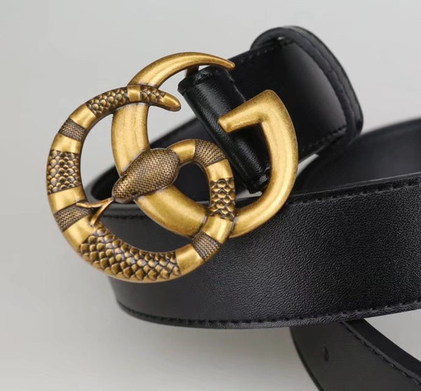 High-end real bovine belt men and women fashion high-waisted jeans and quality brass snake belt buckles brand belts
