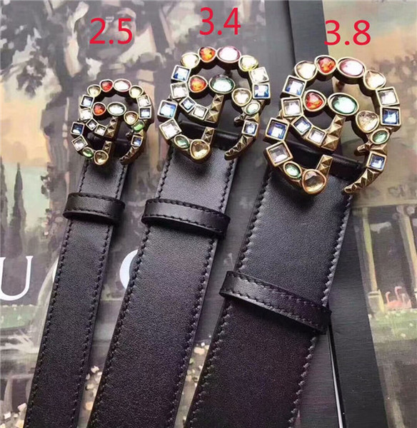 women luxury leather belt crystal smooth button men's high-quality leather business leisure leather belt 1 piece wholesale