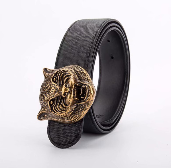 Designer Belt Men High Quality Luxury Brand Genuine Leather fancy vintage jean Fashion Trend Lion Buckle Wide Black Waist Strap