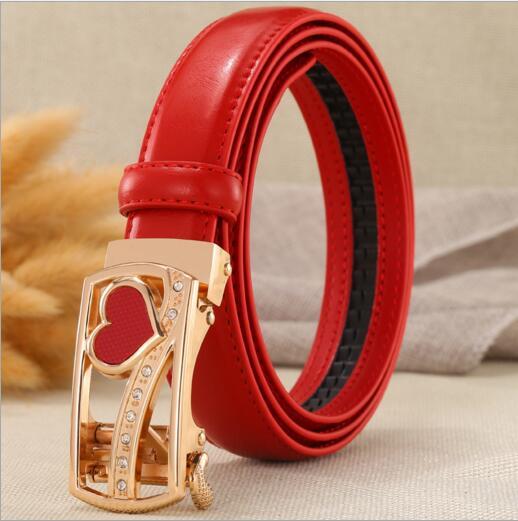 New love automatic buckles lady belt 2018 female jeans belt latest design female brand Automatic belt buckle