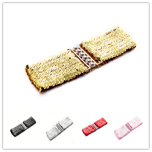 women dress Waistband Fashion sequins Vintage Manual Sequins Belt Strap Elastic Wide Waist Belt Waistband