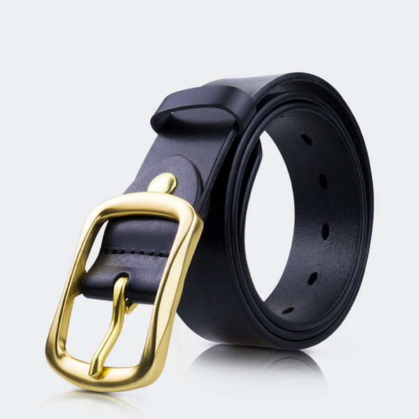 2017 New Fashion Brand Men Women Leather Leisure pin buckle Belt Gold Buckle Women Genuine Leather Classic Belts Size 110-125cm