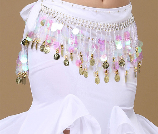 Women Girls 9 Colors Belly Dance Clothes Accessories Belt Stretchy Long Tassel Belt Hand Hip Wrap Belt