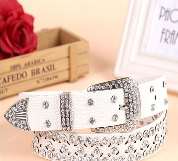 2018 new belt with diamond belt female rhinestone diamond fashion versatile decoration ladies pin buckle full diamond jeans wide belt new pr