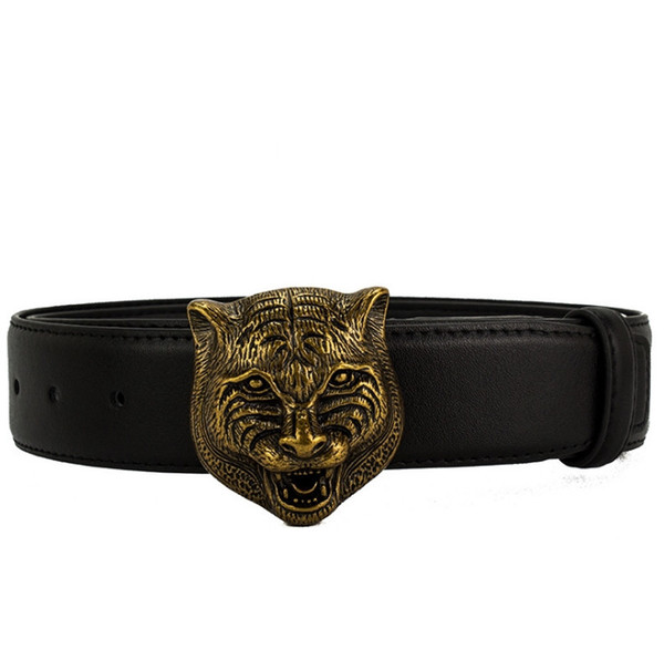 Women's belt women's 2018 new belt men's leather big tiger head buckle leather pants belt cross-border supply