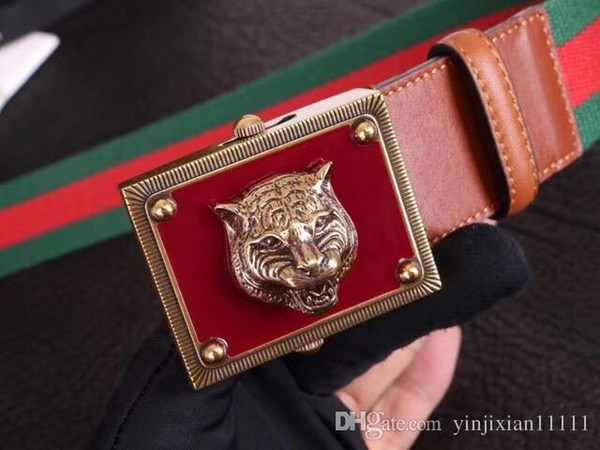 Top quality classic men and women high quality belt top fashion luxury designer waist belt tiger head badge free distribution size 100-125