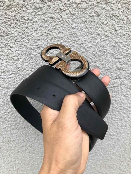 Hot selling new Mens womens black belt Genuine leather Business belts Pure color belt pattern buckle belt for gift,model 17