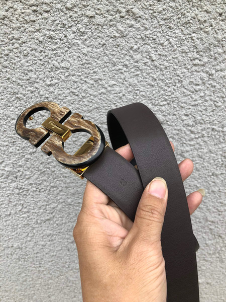 Hot selling new Mens womens black belt Genuine leather Business belts Pure color belt pattern buckle belt for gift,model 18