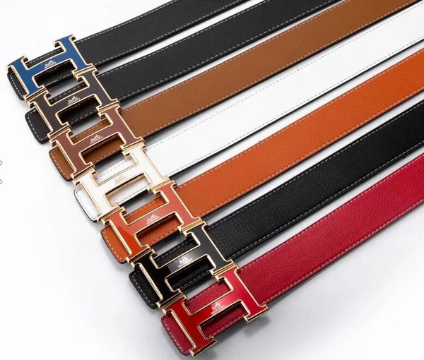 2019 Hot selling men's cowhide belt Korean version of the youth letter smooth buckle casual fashion style business luxury style