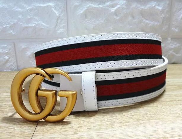 New brand fashion design of 2018 red and green striped leather canvas luxury high-quality men's jeans belt