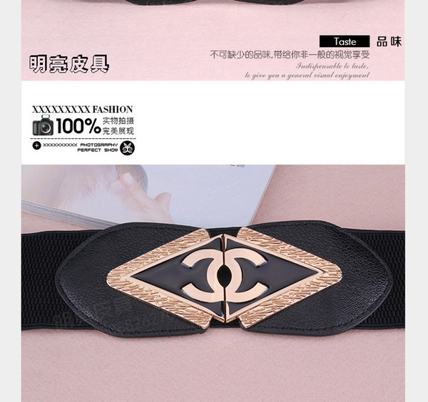 2019 new fashion luxury high quality designer lady elastic belt metal buckle