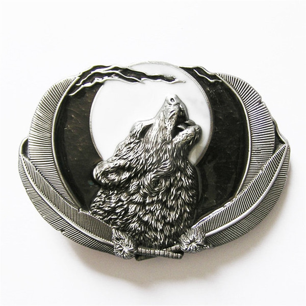 Classic New Vintage Western Wolf Moon Oval Belt Buckle Gurtelschnalle Boucle de ceinture BUCKLE-WT111 Brand New Free Ship