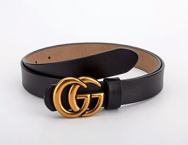 2019 new ladies belt men's large belt wholesale gold and silver buckle belt men's smooth gold buckle black brown free shipping