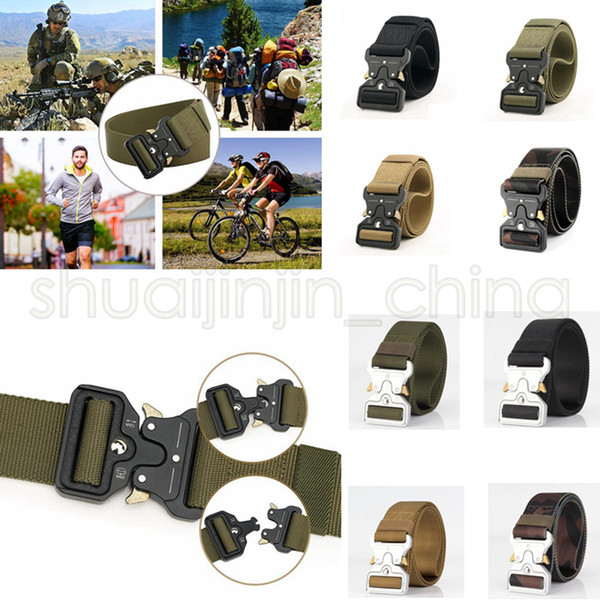 8 colors Quick Release Buckle Belt Quick Dry Safety Belt Training Pure Nylon Duty Out Tactical Belt GGA494 20PCS