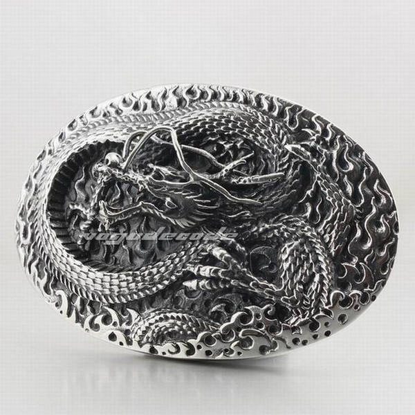 LINSION Huge & Heavy 316L Stainless Steel Dragon Mens Biker Belt Buckle P022