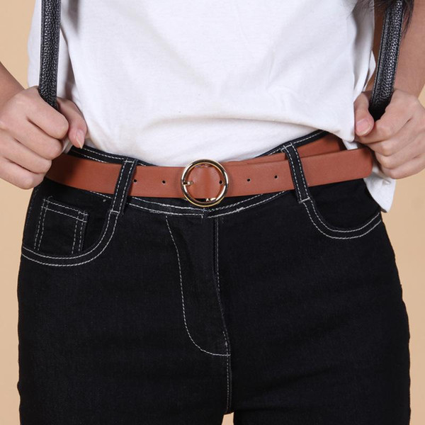 The explosion of fashion lady Pu buckle belt all-match female jeans round buckle female