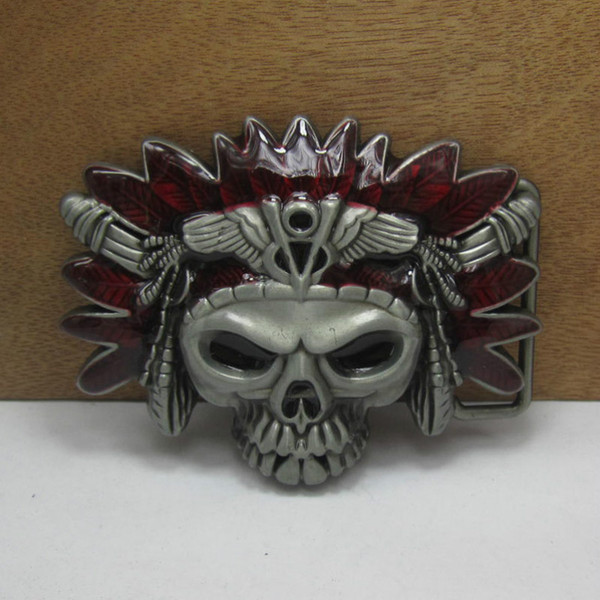 Fashion Skull Indians Man Belt Buckle Popular Cool DIY Belt Accessory Alloy Fastener Unique Design Buckle