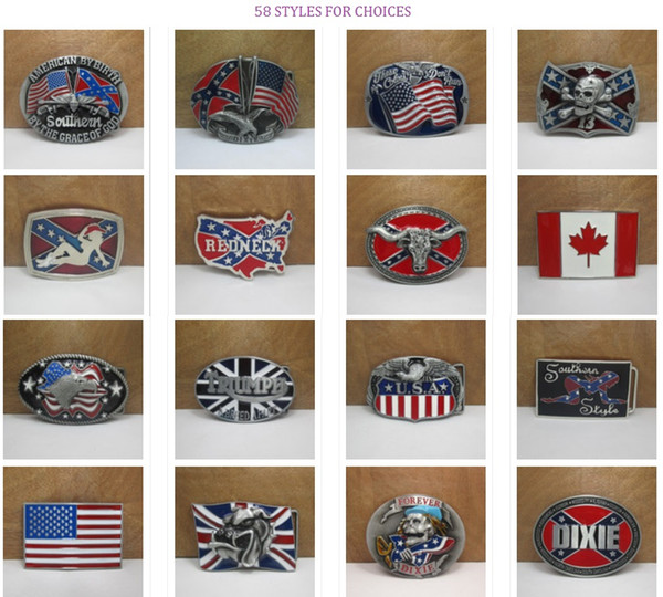 58 Styles UK Canada Flag American by Birth Southern Grace of God Western Belt Buckle Pride Rebel Flag USA For Men