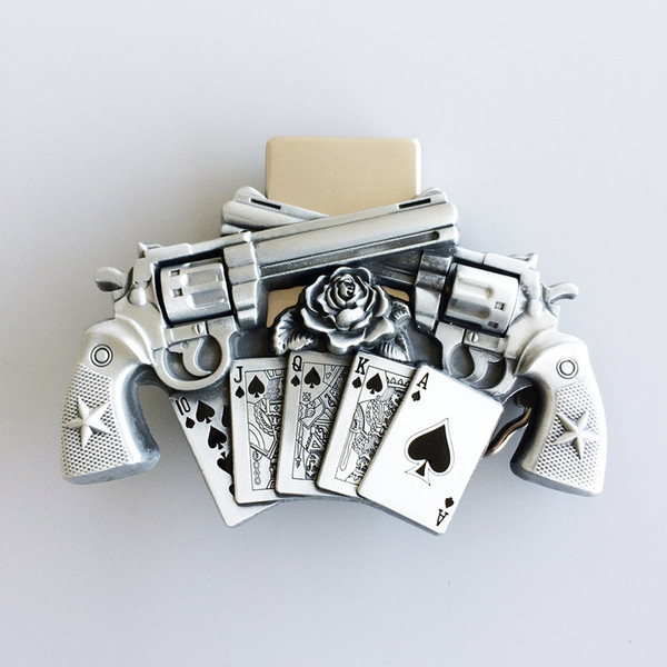 Men Belt Buckle New Vintage Gun Royal Flush Poker Spinner Lighter Belt Buckle Boucle de ceinture BUCKLE-LT017 Brand New