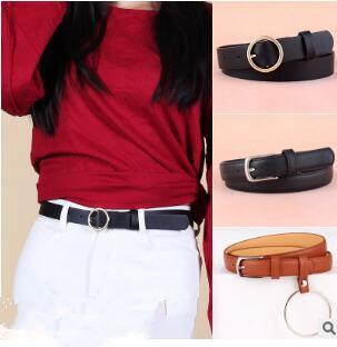 Korean fashion pu lady pin buckle decorative belt wild female pants round buckle belt female