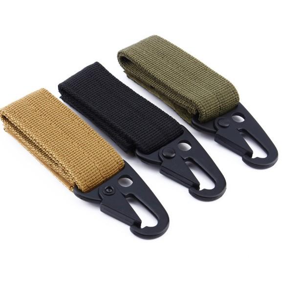 Tactical Nylon Climbing Carabiner Hook Gear MOLLE Webbing Buckle Key Hanging System Belt Metal Buckle Camping Hiking Accessories