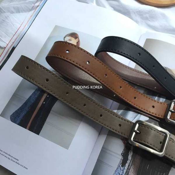 Korea 100 take rectangular button restoring ancient ways black small waist belt BF style Korean version of student youth belt leisure belt f