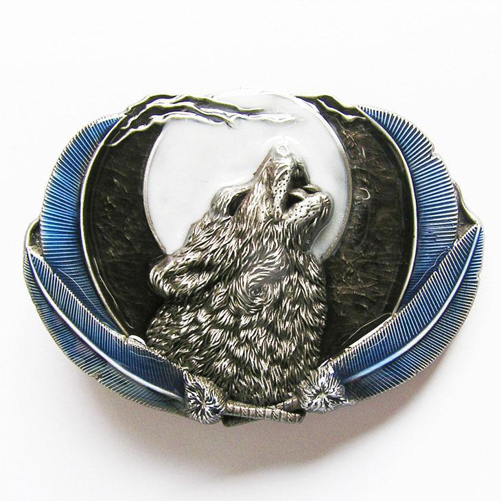 Jeansfriend New Enamel Western Wolf Moon Oval Belt Buckle Gurtelschnalle Boucle de ceinture BUCKLE-WT111BL Brand New Free Ship