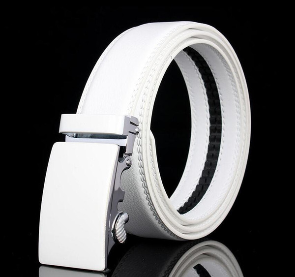 2017 Men's Genuine Leather Solid White Belt Fashion Automatic Buckle Belts Waistband