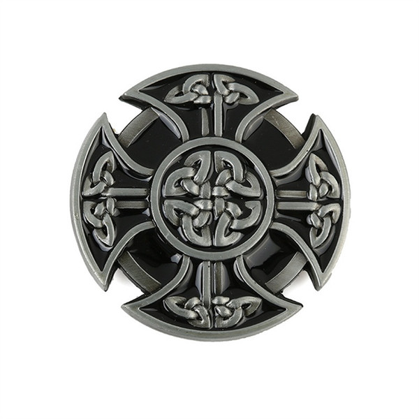 Cross Celtic Knot Belt Buckle Men Simple Strap Button Zinc Alloy Leather Girdle Buckles Bardian Portable Black Gray 9hl C1