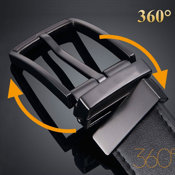 Novelty 360° Rotation Men's Alloy Perforated Leather Belt Pin Belt Buckle Square Needle Buckle Belt Accessories