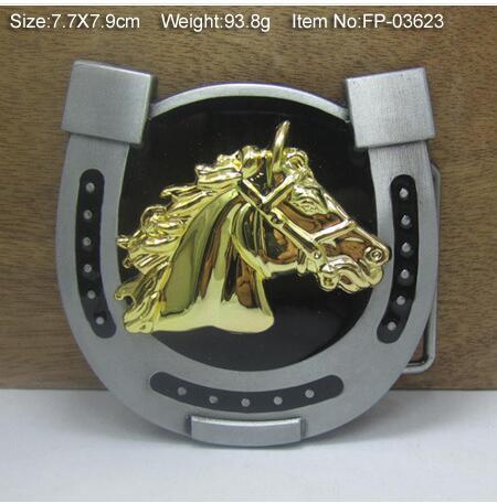 In stock 4cm width Western gold horse head west cowboy blet buckle FP-03623 fashion accessories Belts Accessories zinc alloy 3 pcs/lot