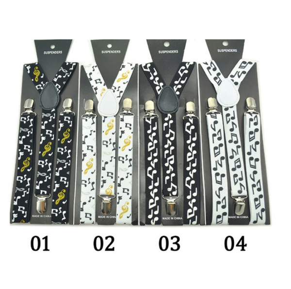 2018 new hot sale Musical note clip fashionable pattern men and women general strap elastic three-clip strap suspender belt