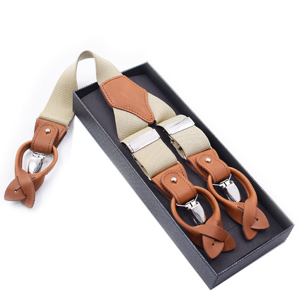 Fashion Suspenders 3.5*125CM 6 clip Longer version Clip-on Men Suspender 18 Colors adult Elastic Adjustable Braces Free shipping