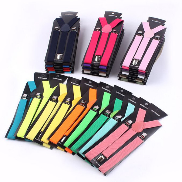 Clip-on Suspenders Elastic Candy Y-Shape Adjustable Braces 31 Colors 2.5 cm Wide For Unisex Men Womens Thanksgiving Day Christmas gift