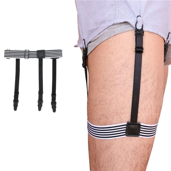Striped 2pcs Mens Stays Garters Elastic Crease-Resistance Belt Stirrup Style Suspenders Nylon Adjustable Slip Shirt Holders