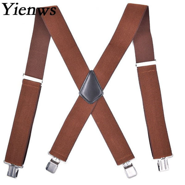 Widen Suspenders for Men Vintage Brown Braces X Back 4 Button Strap Suspenders 5CM*120CM Tirantes Hombre YiA097